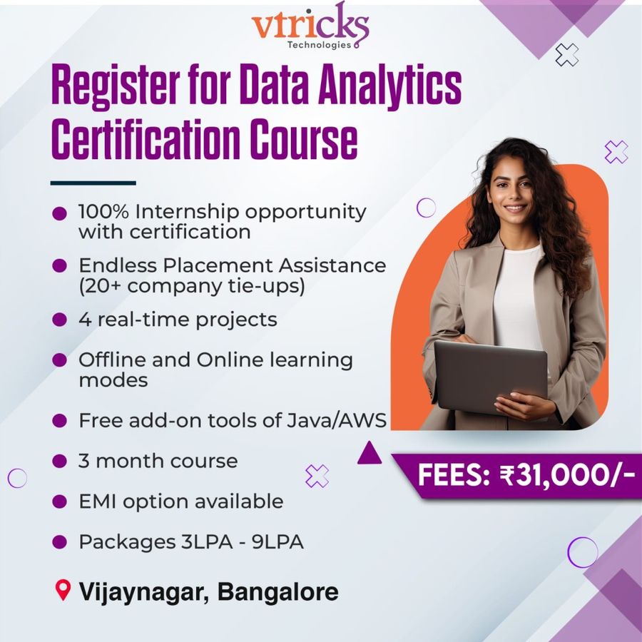 Certification in Data Analytics with Python at Vtricks Technologies, Bengaluru/Bangalore